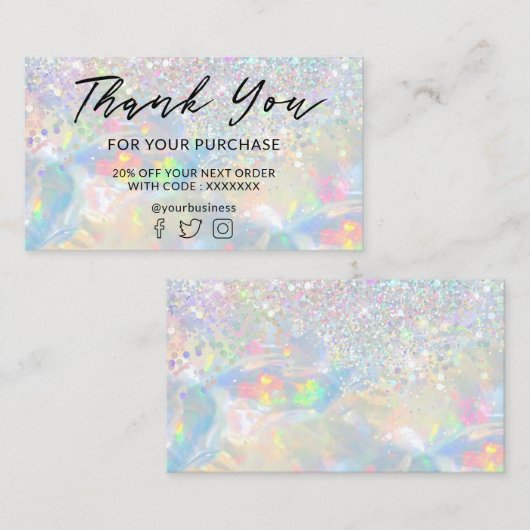 感謝していグリッター割引カード 名刺 (正面/裏面)