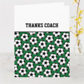 感謝していコーチサッカーボールグリーン白黒 カード (黄色い花)