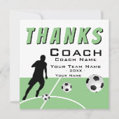 感謝していコーチサッカー選手の特大 サンキューカード (正面)