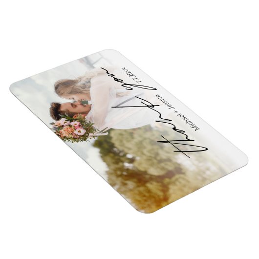 感謝していシックな手書き結婚式の日の写真 マグネット (右側)