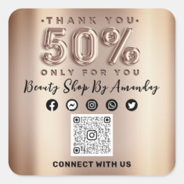 感謝していショッピングバラ50%オフQRコードオンライン社会 スクエアシール