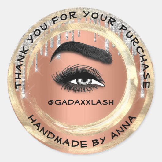 感謝していショッピングメイクアップアーティストラッシュバラ金ゴールド ラウンドシール (正面)