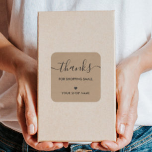 感謝していショッピング小ステッカーラベル、クラフト スクエアシール