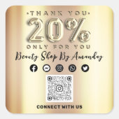 感謝していショッピング20%オフQRコードフェイク金ゴールド スクエアシール (正面)