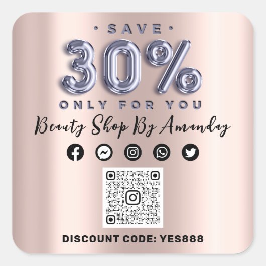 感謝していショッピング30%オフQRコードバラ薄紫 スクエアシール (正面)