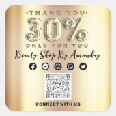 感謝していショッピング30%オフQRコードフェイク金ゴールド スクエアシール (正面)
