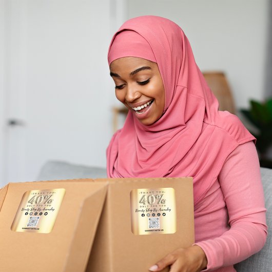 感謝していショッピング40%オフQRコードフェイク金ゴールド スクエアシール