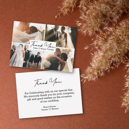 感謝していシンプル結婚の4枚の写真の予算 ノートカード