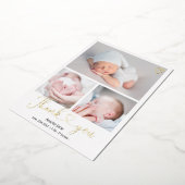 感謝していスクリプトハート4枚ベビー誕生 箔招待状 (回転した状態)