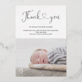 感謝していスクリプトハート4枚ベビー誕生 箔招待状 (裏面)