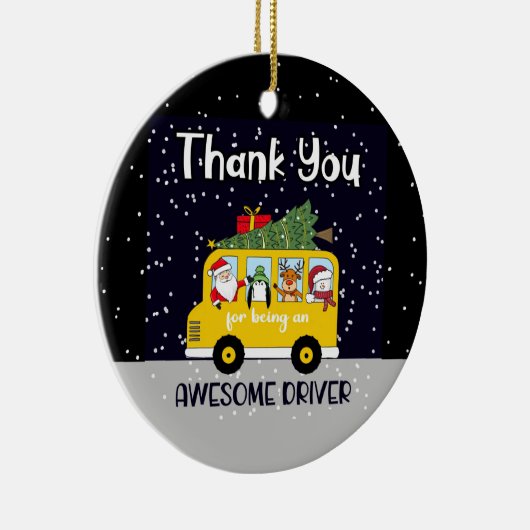感謝していスクールバスの運素晴らし転手になって セラミックオーナメント (右)