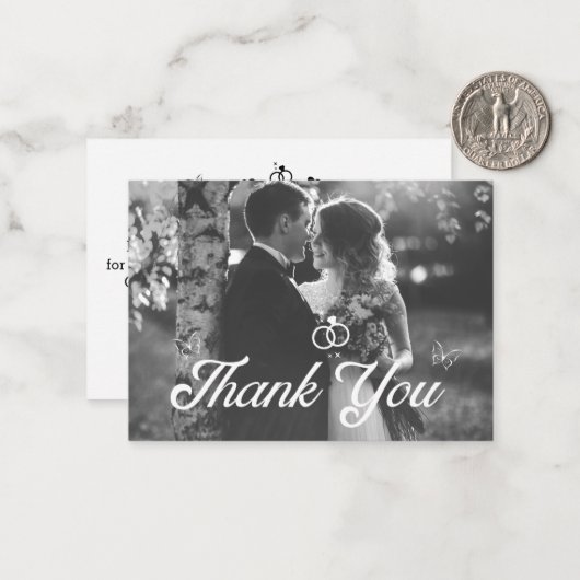 感謝していスタイリッシュは白黒の写真をスクリプ結婚トする ノートカード (正面/裏面インサイチュ)