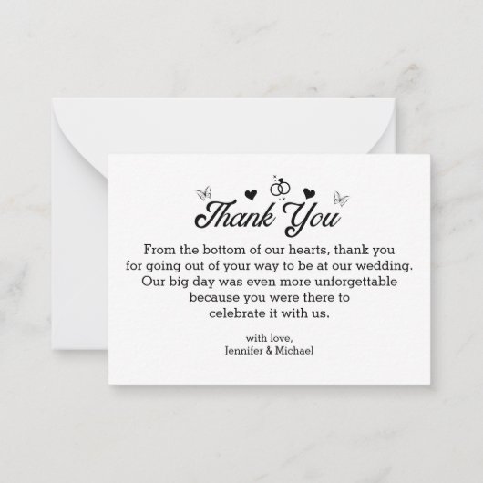 感謝していスタイリッシュは白黒の写真をスクリプ結婚トする ノートカード (裏面)