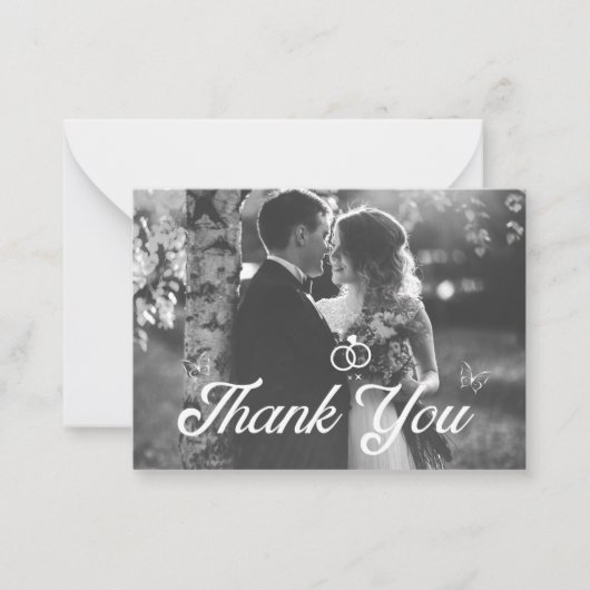 感謝していスタイリッシュは白黒の写真をスクリプ結婚トする ノートカード (正面)