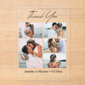 感謝していスタイリッシュモダン5枚の写真結婚を印刷する アクリル招待状 (正面)