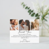 感謝していスタイリッシュ結婚3枚の写真コラージュのカード (スタンド正面)