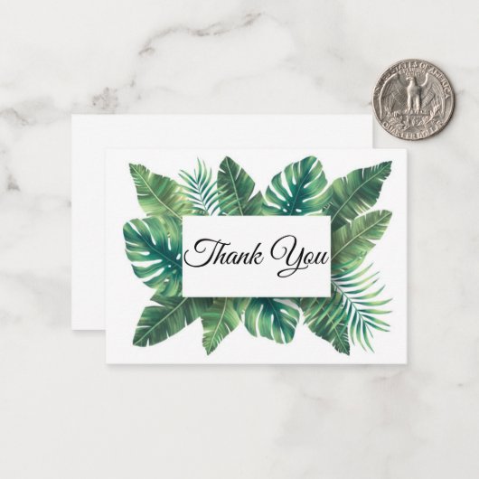 感謝していスタイリッシュ葉結婚の青いヤシのだ ノートカード (正面/裏面インサイチュ)