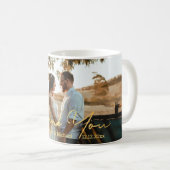 感謝していスタイリッシュ金ゴールドの手結婚跡 コーヒーマグカップ (正面右)