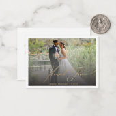 感謝していスタイリッシュ金ゴールドの結婚手書き写真 ノートカード (正面/裏面インサイチュ)