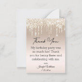 感謝していスタイリッシュ16個の金ゴールド滴グリッター ノートカード (正面)