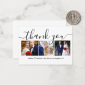 感謝していスタイリッシュ3枚の写真結婚コラージュ ノートカード (正面/裏面インサイチュ)