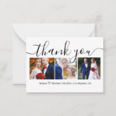 感謝していスタイリッシュ3枚の写真結婚コラージュ ノートカード (正面)