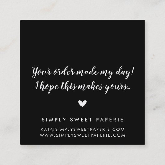 感謝していスモダントストライプブラック金ゴールドグリッター スクエア名刺 (裏面)