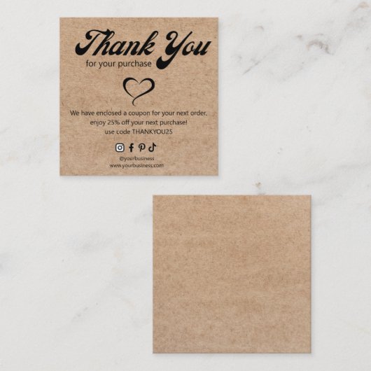 感謝していスモールビジネスソーシャルメディアkraft エンクロージャーカード (正面/裏面)