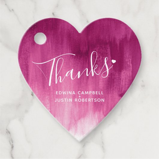 感謝していダークピンク抽象芸術結婚式の引き出物ギフトラベル フェイバータグ (正面)