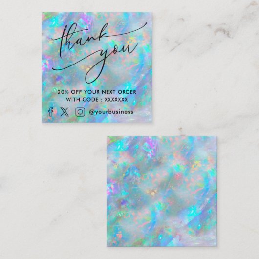 感謝していテクスチインスパイアャ割引カード スクエア名刺 (正面/裏面)