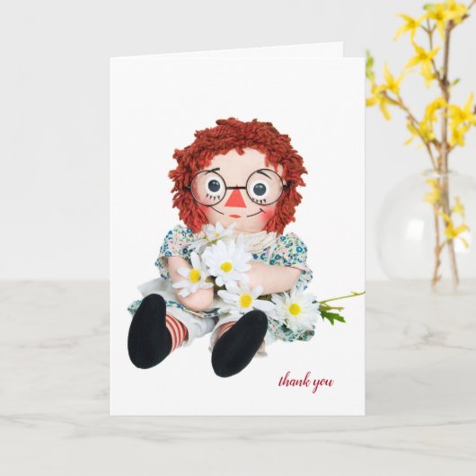 感謝していデイジーの花束で人形 カード (黄色い花)