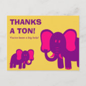 感謝していトン | かわいいピンクの象ありがとう ポストカード (正面)