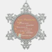 感謝していナース スノーフレークピューターオーナメント (正面)