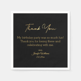 感謝していハッピーバースデーブラックミニマルゴールデン スタンダードカクテルナプキン
