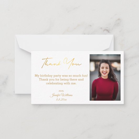 感謝していハッピーバースデー金ゴールド写真シック ノートカード (正面)