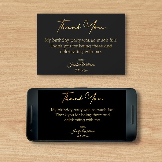 感謝していハッピーバースデー黒金ゴールドデジタル カード