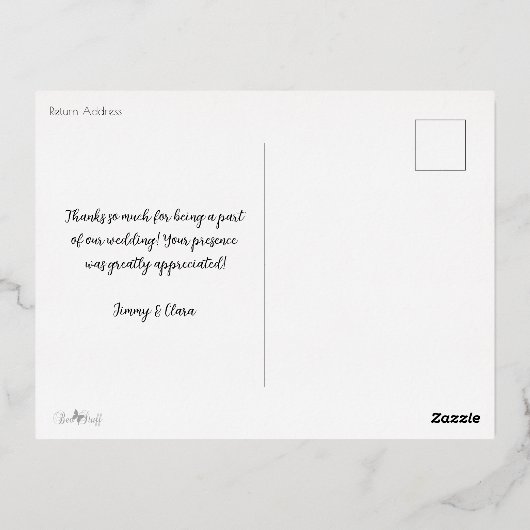 感謝していハート結婚のフォトフォイルはがき 箔招待状ポストカード (裏面)