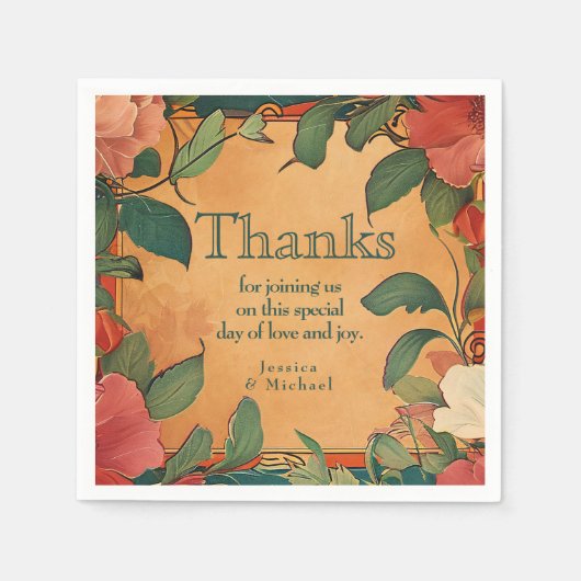 🌹感謝していバラロマンス：アールヌーボー・スプレンドール スタンダードカクテルナプキン (正面)