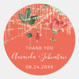 感謝していバラ名日付ホワイトコーラルゴールデンストリングアイビー ラウンドシール