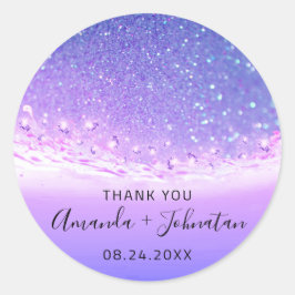 感謝していバラ名日付火花ビーチ波紫色1 ラウンドシール