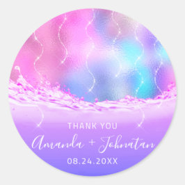 感謝していバラ名日付火花海波ピンク ラウンドシール