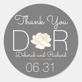 感謝していバラ花グレー結婚式の引き出物 ラウンドシール