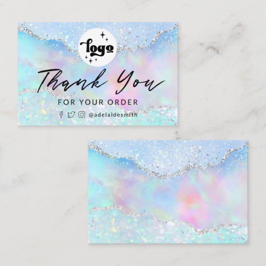 感謝していパステルフェイクグリッター 名刺 (正面/裏面)