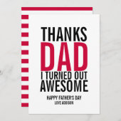 感謝していパパお父さんの日素晴らし札を出した サンキューカード (正面/裏面)