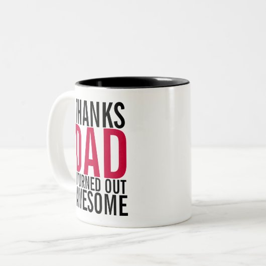 感謝していパパお父さんの素晴らしデイマグ ツートーンマグカップ (正面左)