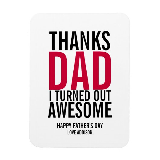 感謝していパパが父の日素晴らし磁石を出した マグネット (縦)