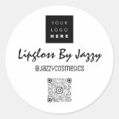 感謝していビジネス包装QRコードロゴホワイト ラウンドシール (正面)