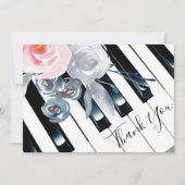 感謝していピアノの水彩花デコ サンキューカード (正面)