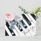 感謝していピアノの水彩花デコ サンキューカード (スタンド正面)