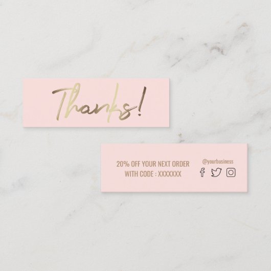 感謝していピンク スキニー名刺 (正面/裏面)